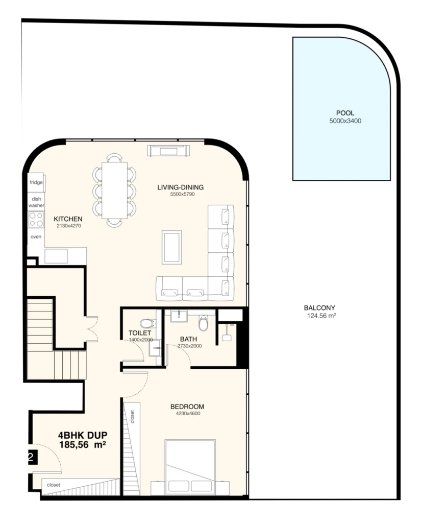 Duplex com 4 quartos
