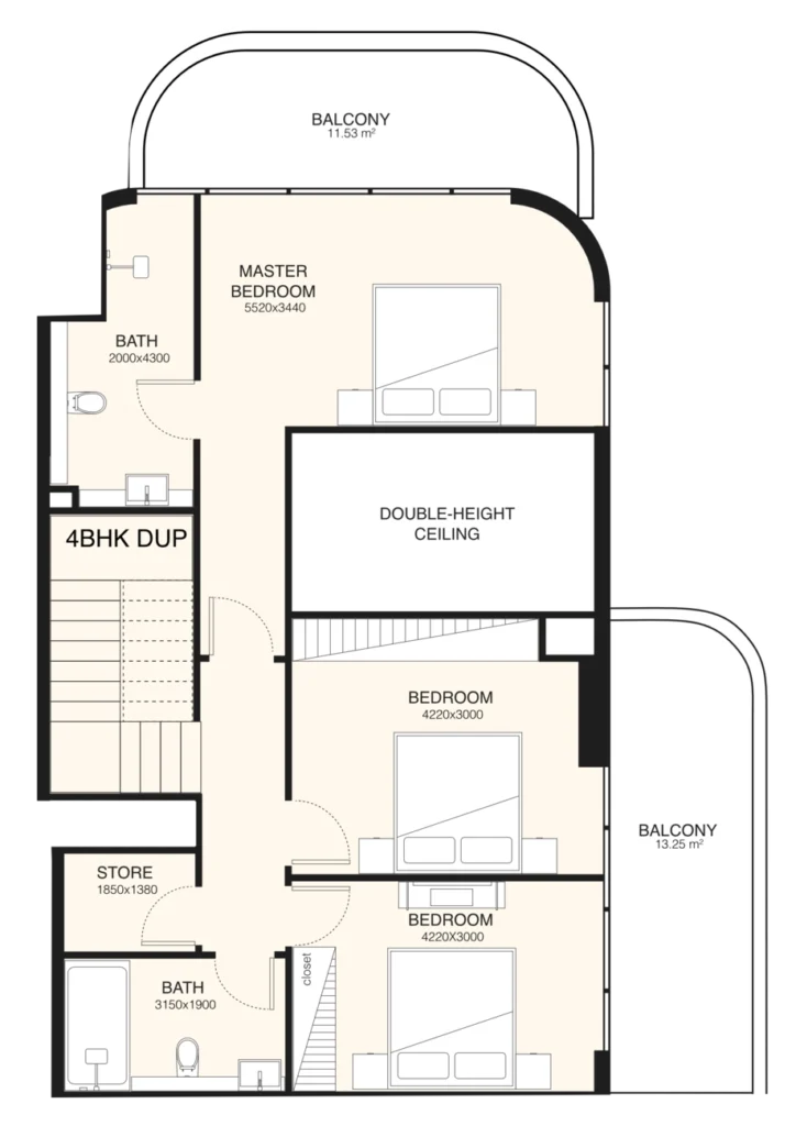 Duplex com 4 quartos