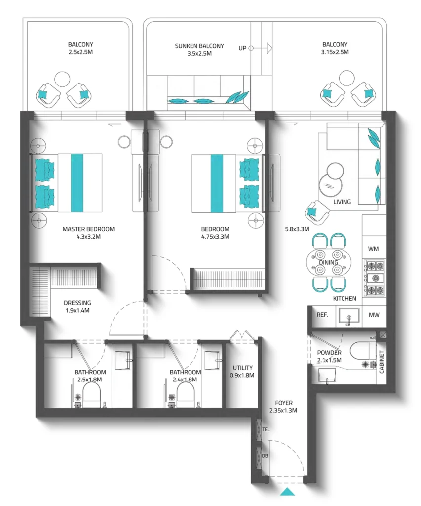 Apartamentos com 2 quartos