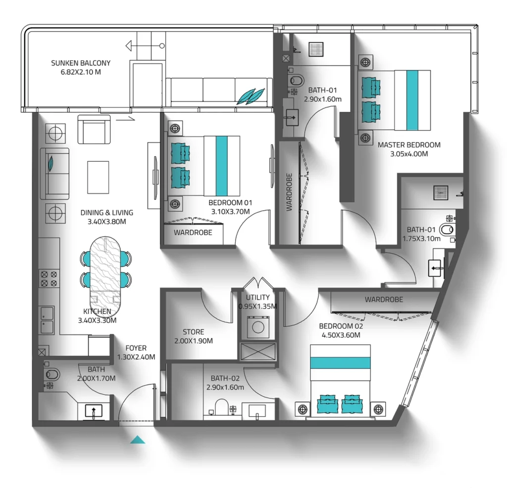 Apartamentos de 3 DORM