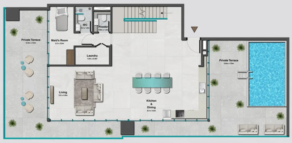 Duplex com 3 quartos