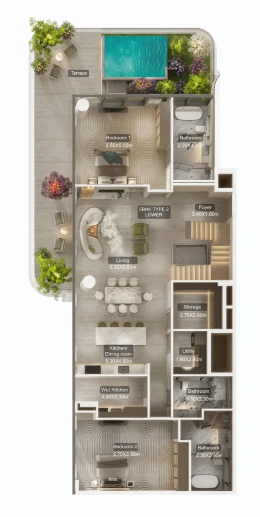 5-Zimmer-Duplex-Villa del DIVOS