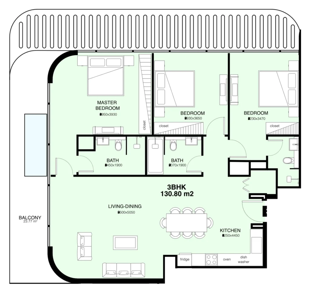 3 BR apartments