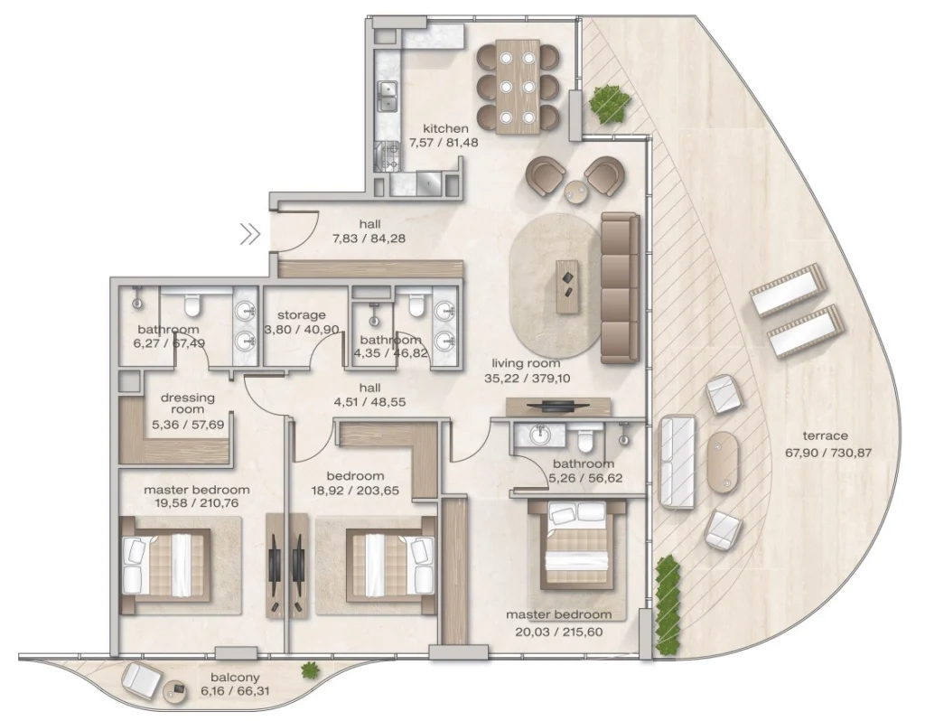 شقق 3 غرف نوم