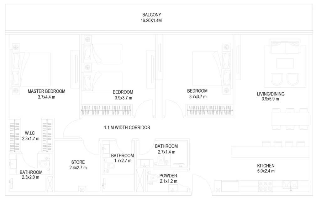 شقق 3 غرف نوم