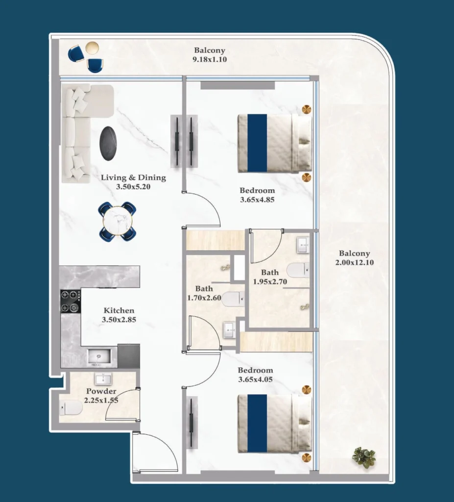 Apartamentos com 2 quartos